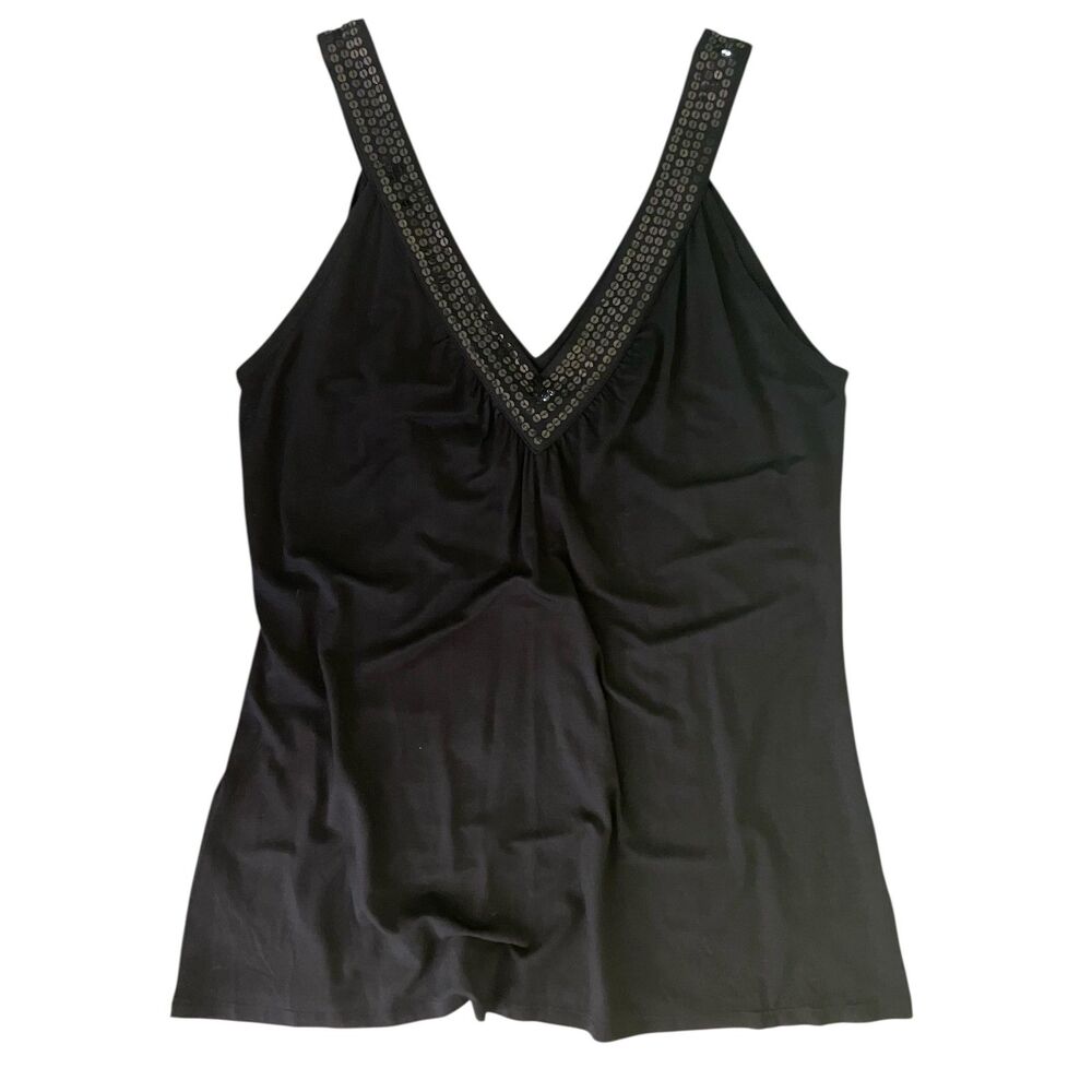 Michael Kors sequined deep double v neck tank top